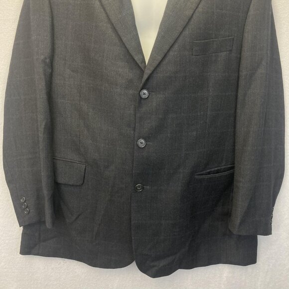Victor International Loro Piana Zelander Wool Blazer Mens 46R Gray Blue Plaid - Picture 12 of 16